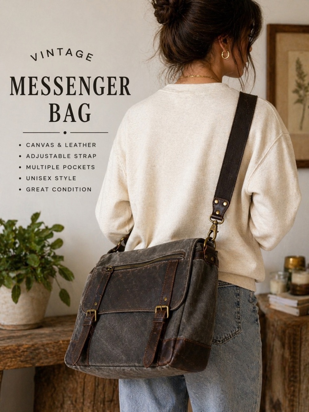Vintage Canvas & Leather Messenger Bag | Crossbody | WILL | Unisex | RUGGED